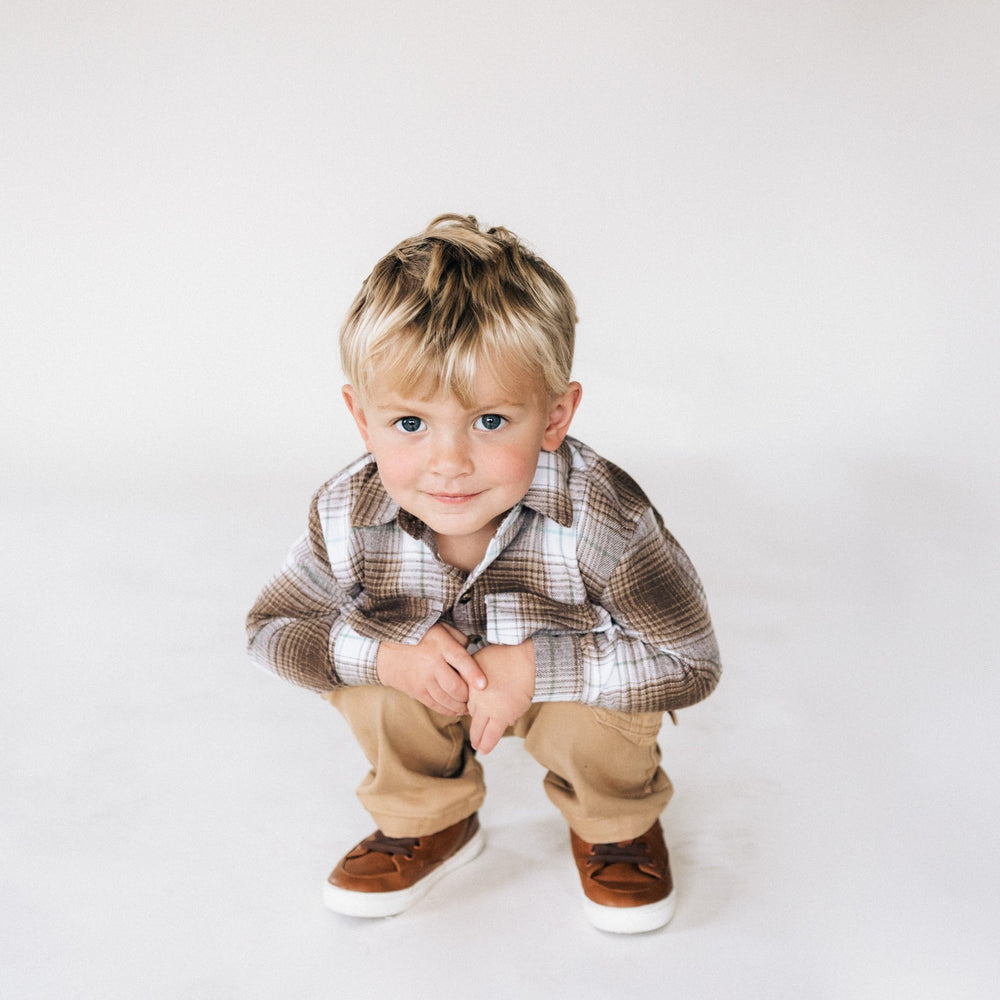 Lightweight Brown Flannel - Child - HAHA MAMA Clothing