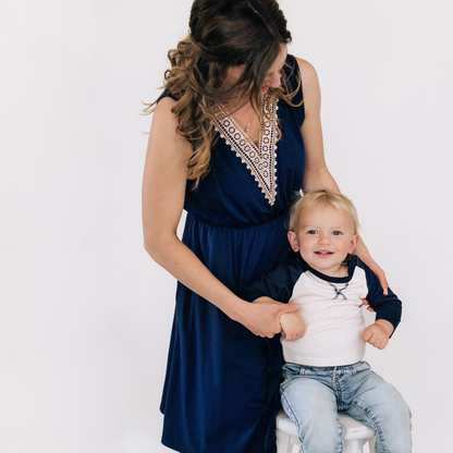 Navy Lace Blue Mommy & Son