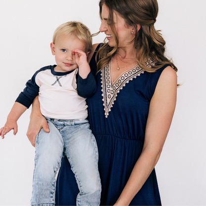 Navy Lace Blue Mommy & Son