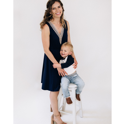 Navy Lace Blue Mommy & Son