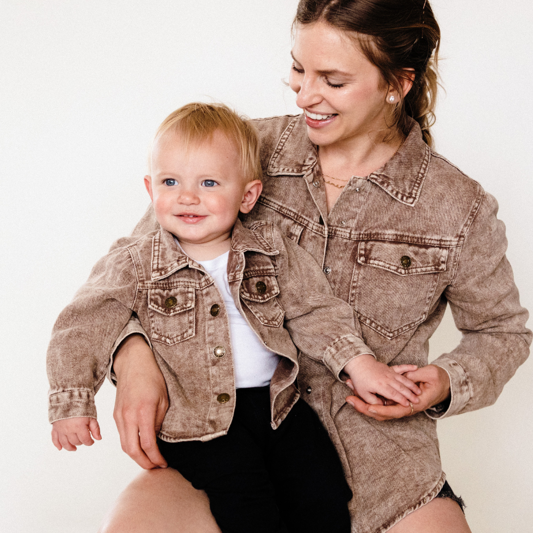 Brown Denim Jacket- Mom & Son