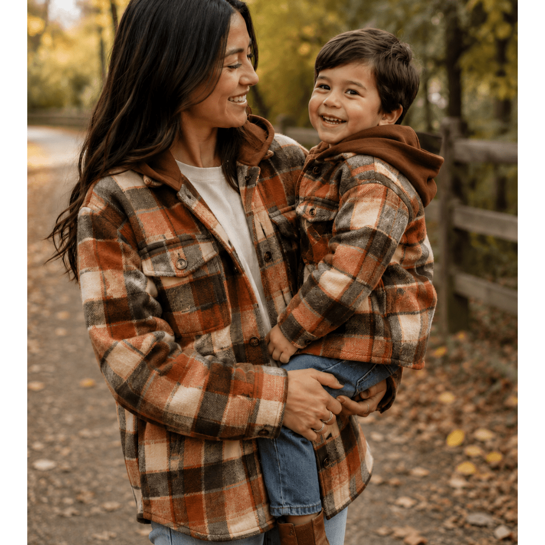 Rust & Brown Mommy & Me Flannels - HAHA MAMA Clothing
