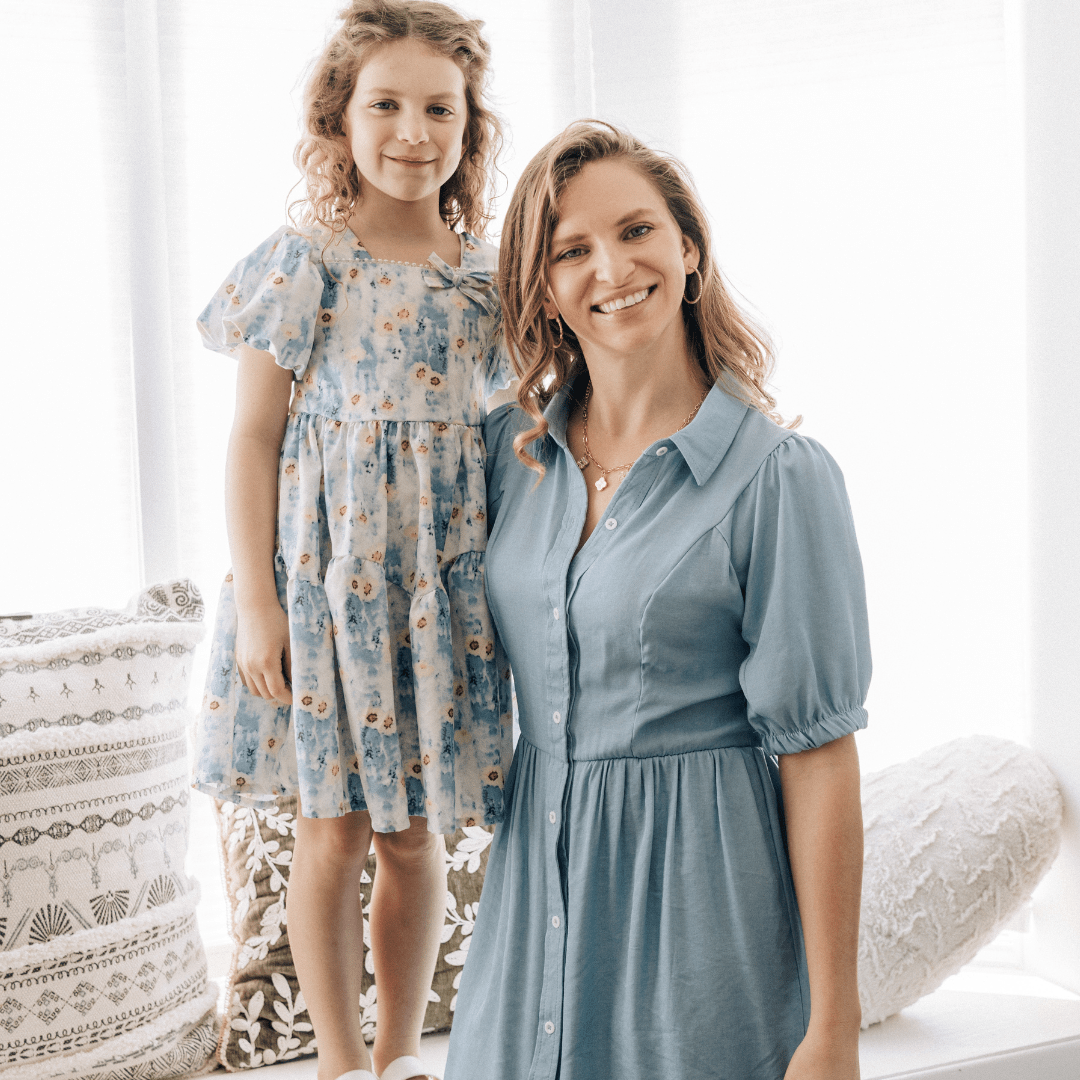 Spring Matching Mommy & Me Dresses | Blue & Floral