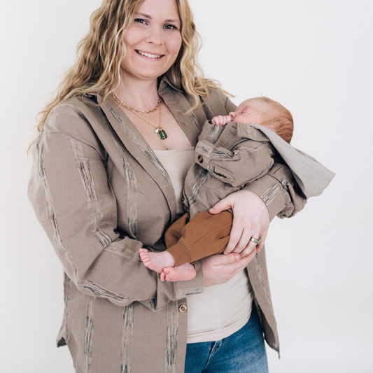 Hooded Gray Embroidered Mommy & Son Jackets