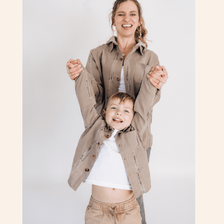 Hooded Gray Embroidered Mommy & Son Jackets - HAHA MAMA Clothing
