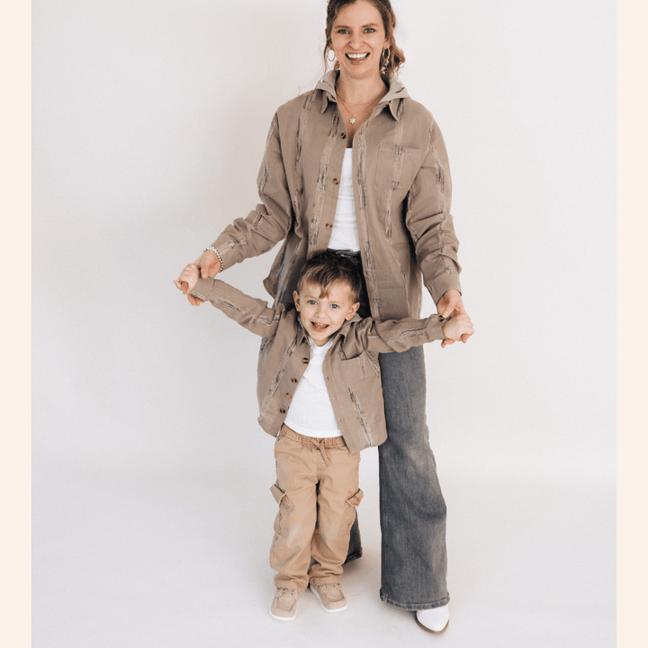 Hooded Gray Embroidered Mommy & Son Jackets - HAHA MAMA Clothing