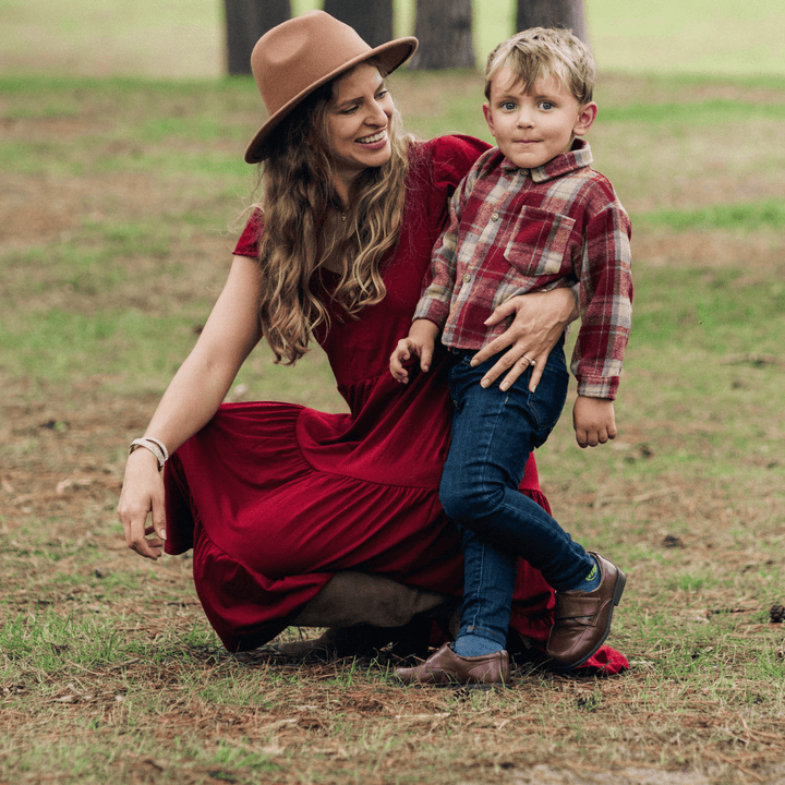 Red Cozy Flannel- Boy's - HAHA MAMA Clothing