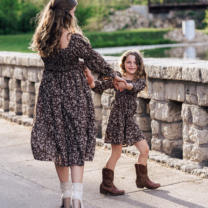 Dainty Brown Floral Mommy & Me Dresses