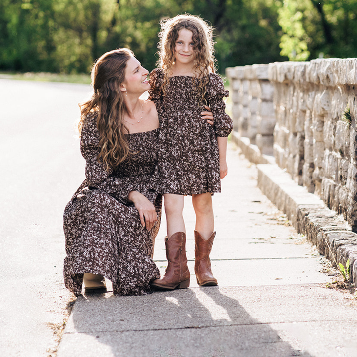 Dainty Brown Floral Mommy & Me Dresses
