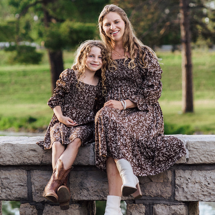 Dainty Brown Floral Mommy & Me Dresses