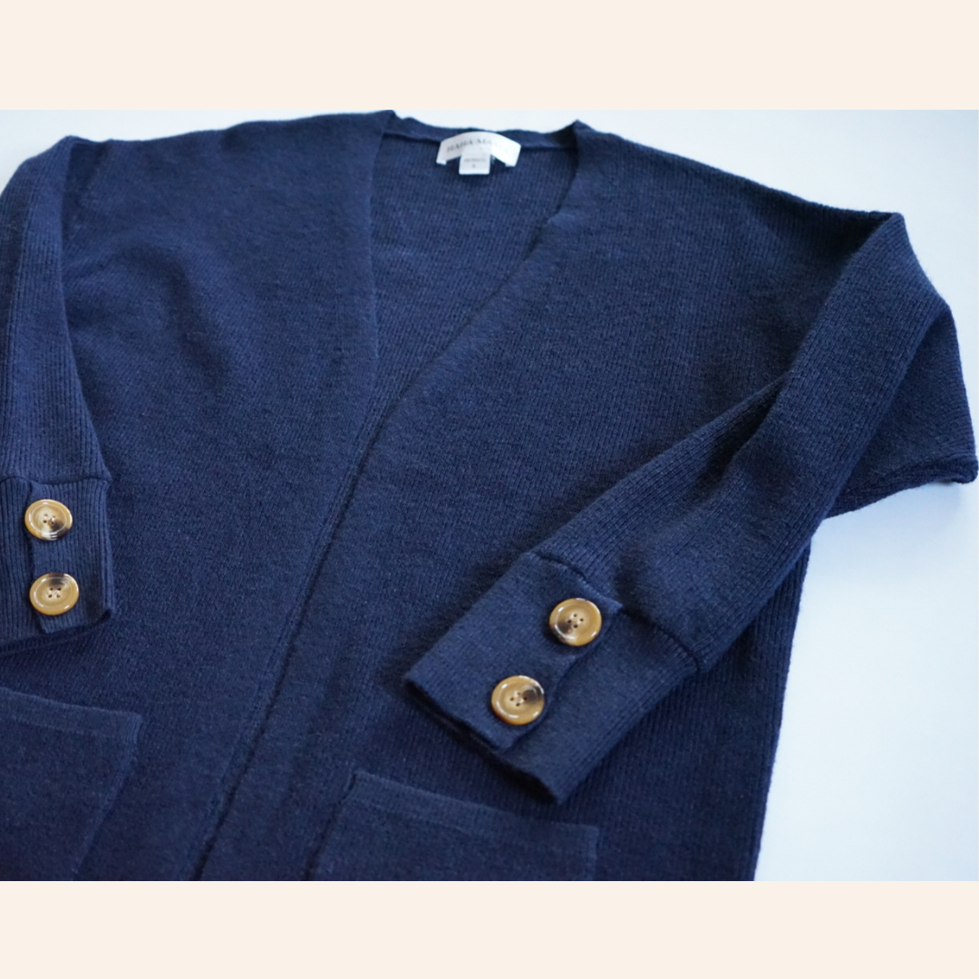 Navy Pocketed Cardigan - Women