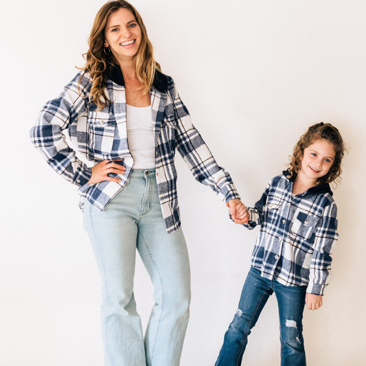 Navy Plaid Flannel-Mom & Daughter