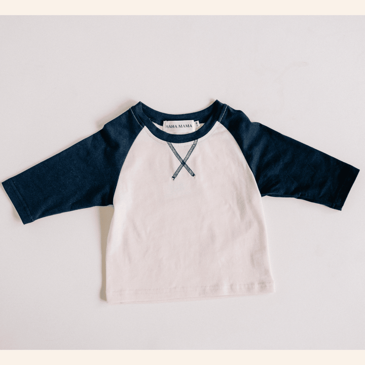 Raglan Baseball Tee Navy - Infant - HAHA MAMA Clothing