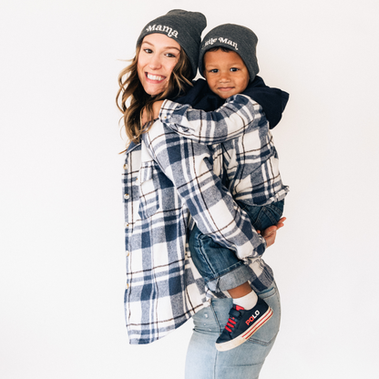 Navy Plaid Flannel- Mom & Son