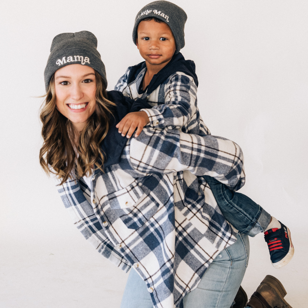 Navy Plaid Flannel- Mom & Son