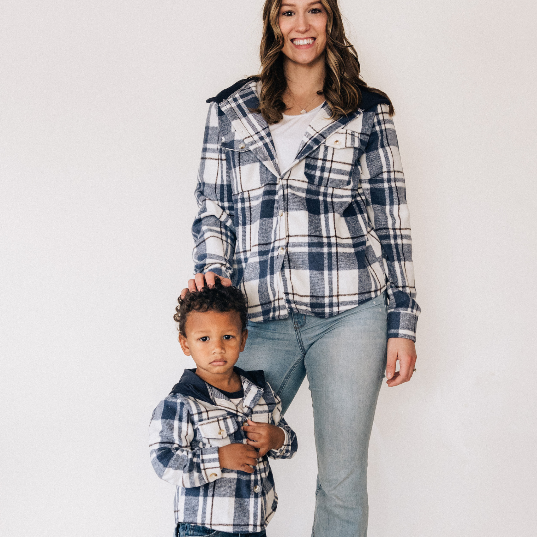 Navy Plaid Flannel- Mom & Son