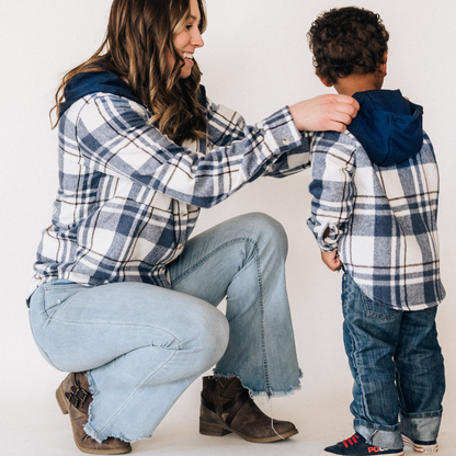 Navy Plaid Flannel- Mom & Son