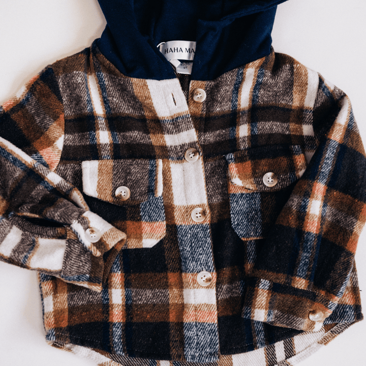 Navy Copper Plaid Flannel - Child - HAHA MAMA Clothing