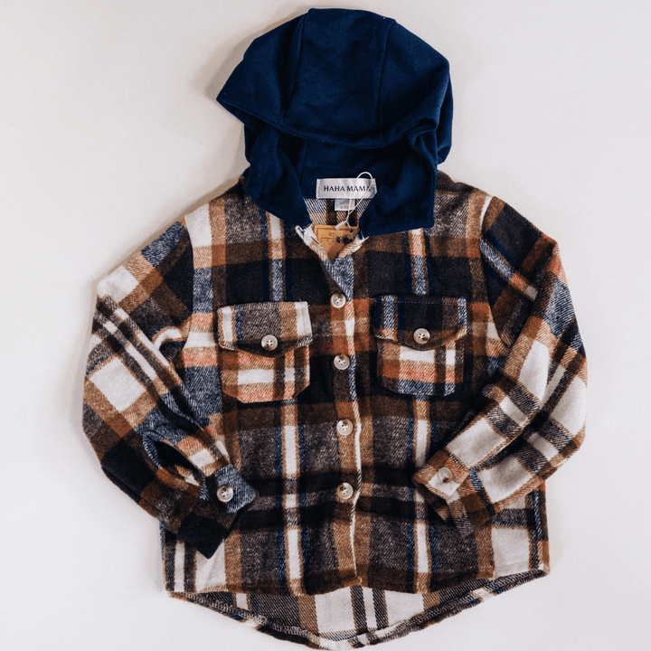 Navy Copper Plaid Flannel - Child - HAHA MAMA Clothing