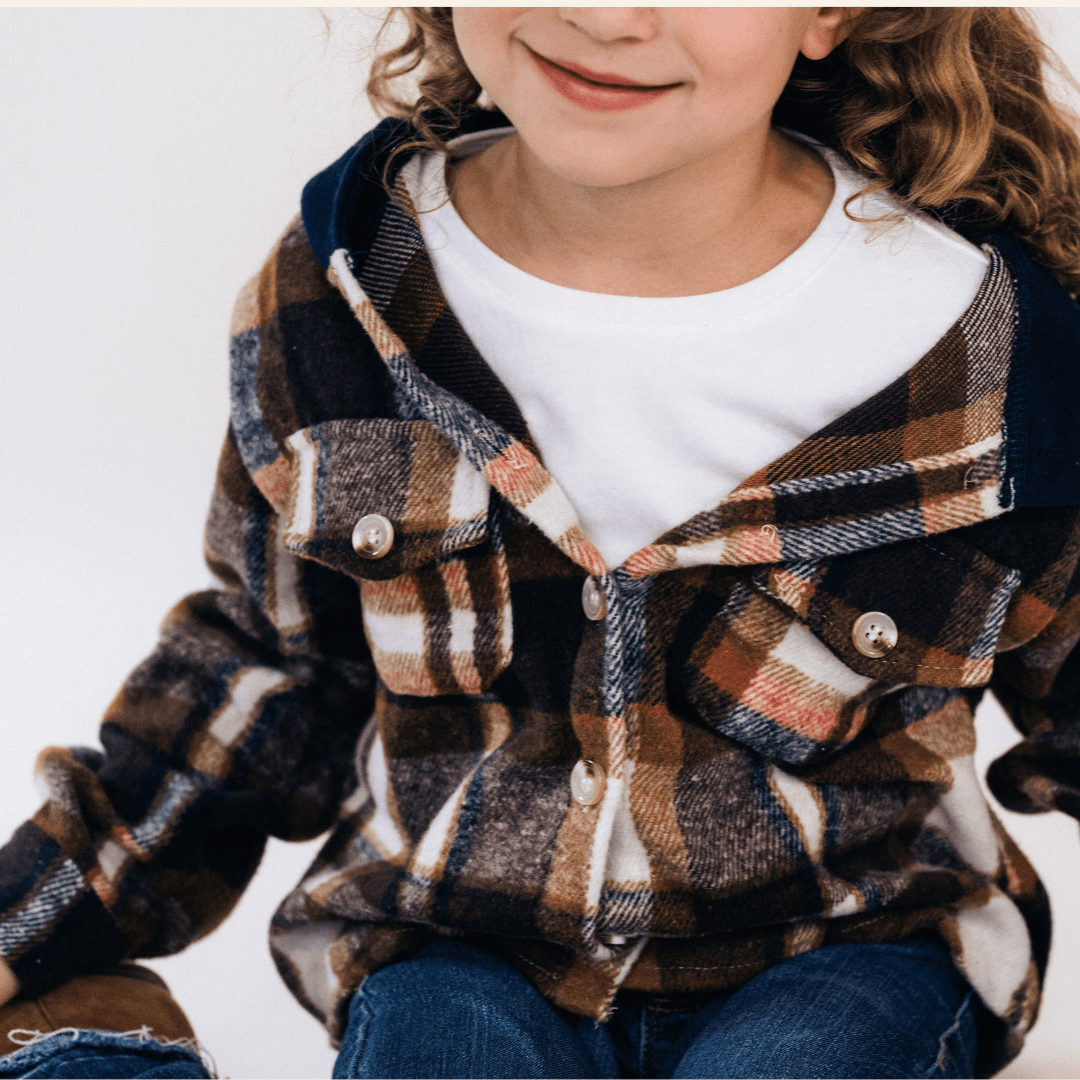 Navy Copper Plaid Flannel - Child - HAHA MAMA Clothing