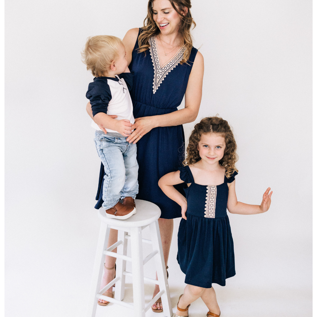 Navy Lace Mommy & Me Dress - Child
