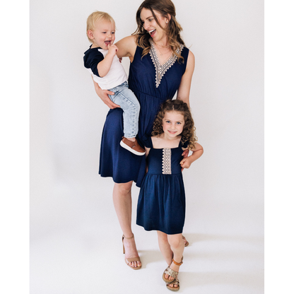 Navy Lace Blue Mommy & Son