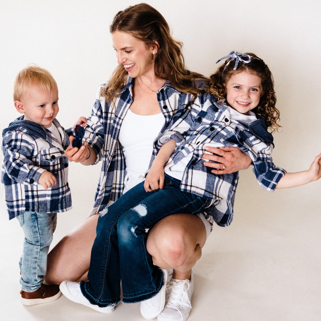 Navy Plaid Flannel-Adult & Daughter