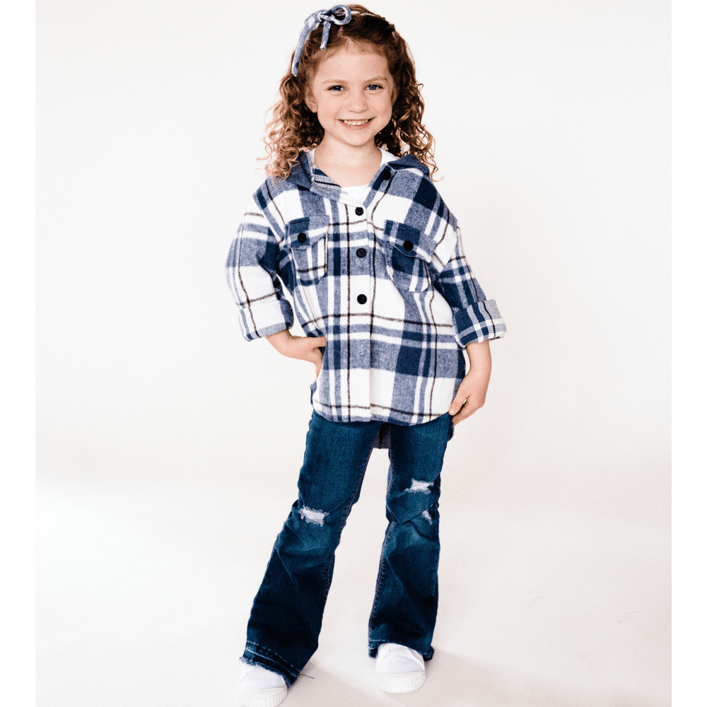 Navy Plaid Flannel - Child - HAHA MAMA Clothing