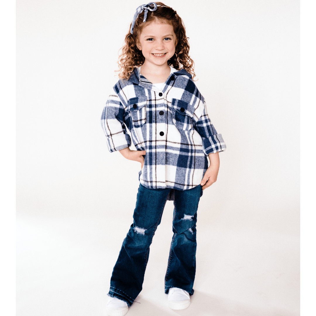Navy Plaid Flannel - Child - HAHA MAMA Clothing