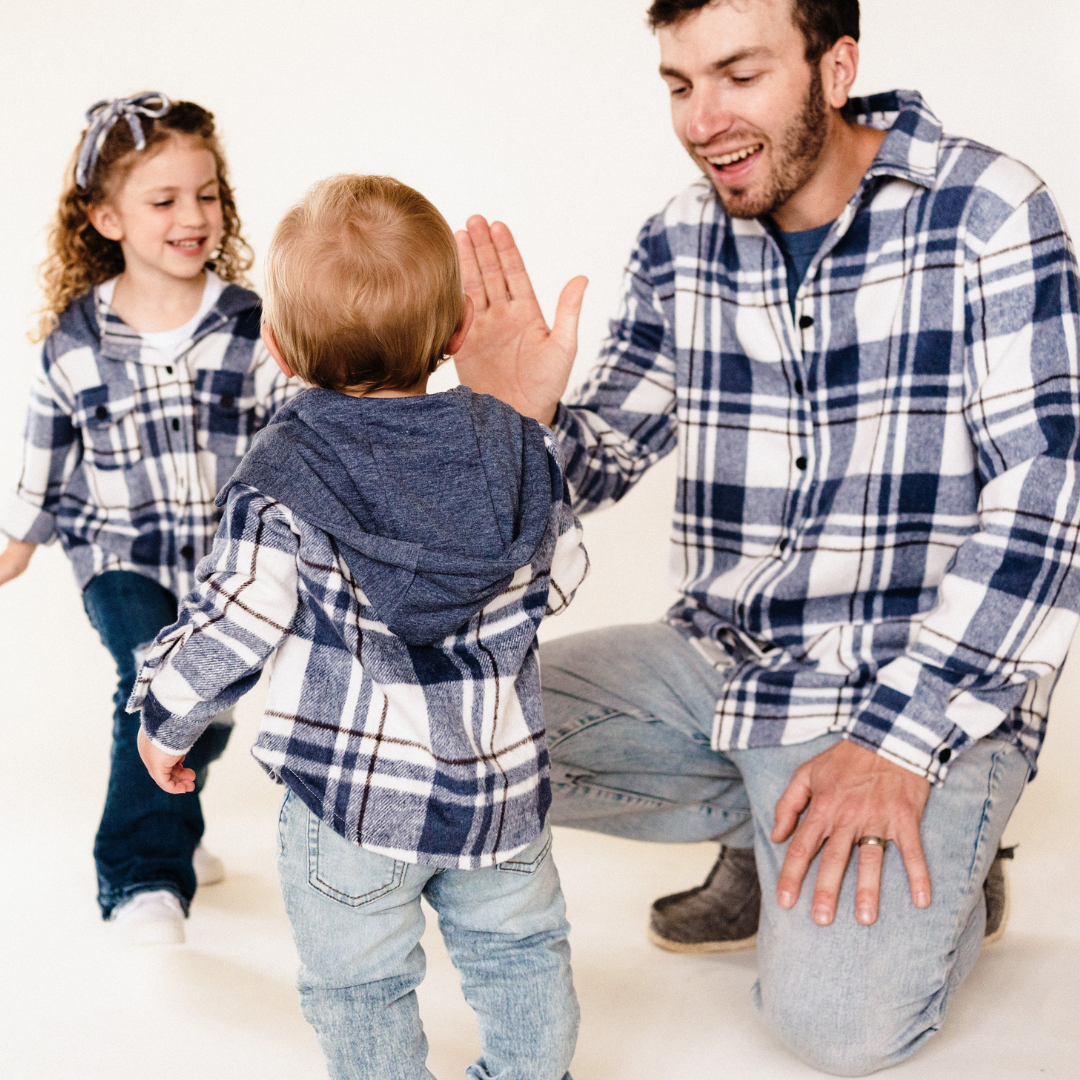 Navy Plaid Flannel-Adult & Son
