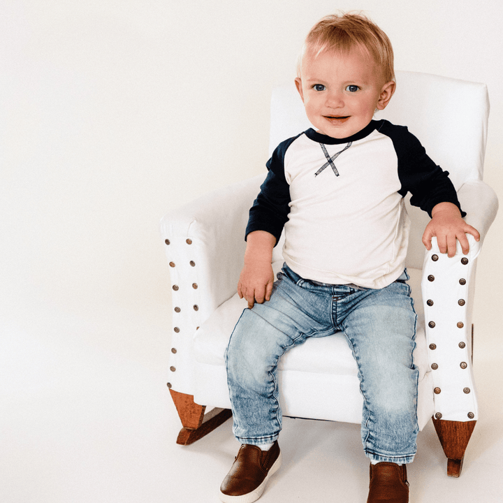 Raglan Baseball Tee Navy - Infant - HAHA MAMA Clothing