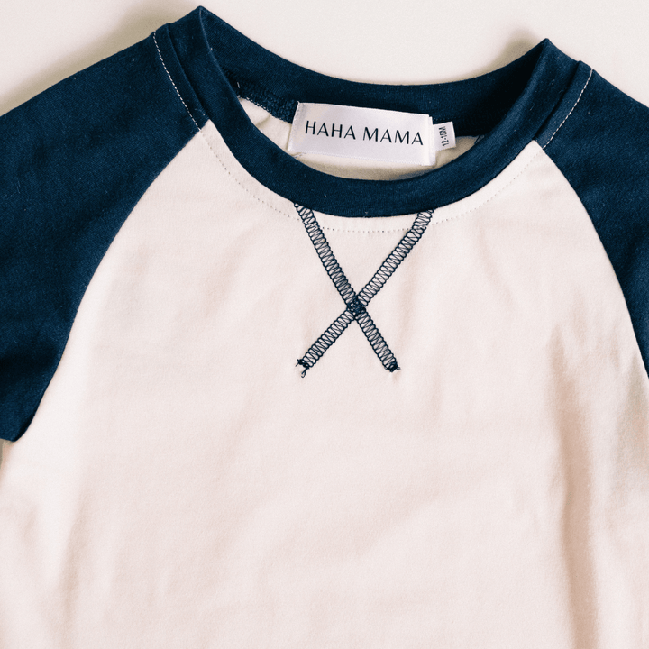 Raglan Baseball Tee Navy - Child - HAHA MAMA Clothing