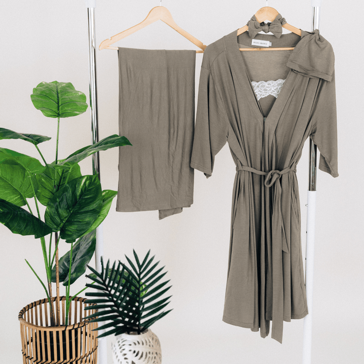 Sage Green Maternity Delivery Gown & Matching Swaddle - HAHA MAMA Clothing