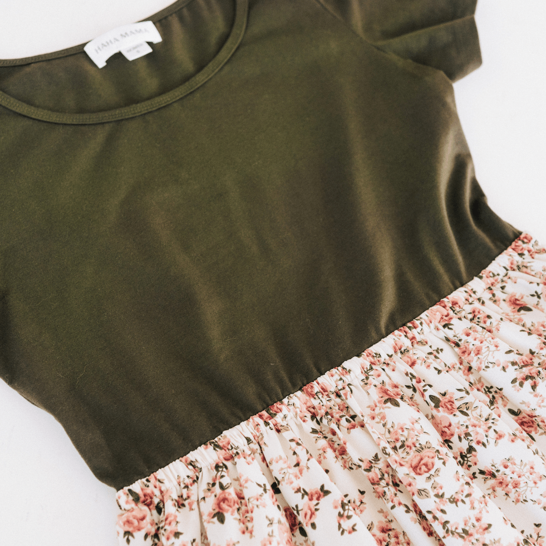 Olive Green Floral - Women - HAHA MAMA Clothing