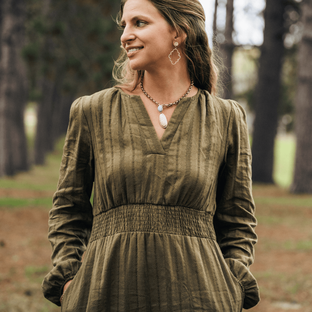 Olive Green Long Sleeve Maxi Dress - Women - HAHA MAMA Clothing