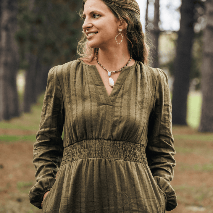 Olive Green Long Sleeve Maxi Dress - Women - HAHA MAMA Clothing