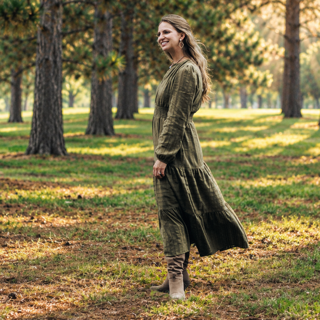Olive Green Long Sleeve Maxi Dress - Women - HAHA MAMA Clothing