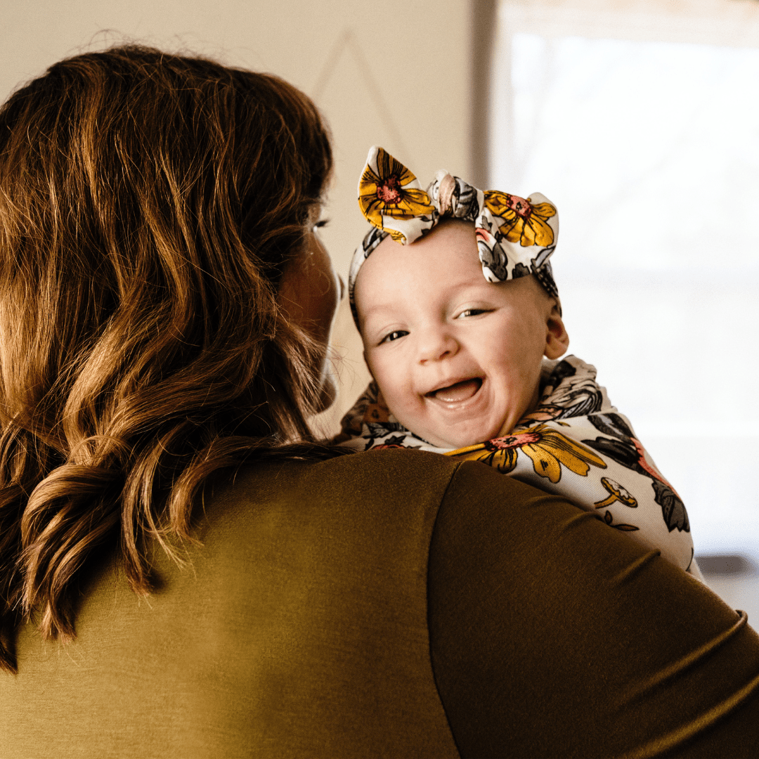 Olive Green Maternity Delivery Gown & Vintage Floral Swaddle - HAHA MAMA Clothing