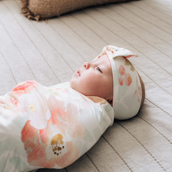 Blush Pink Maternity Delivery Gown & Floral Swaddle
