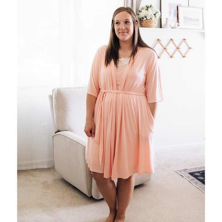 Blush Pink Maternity Delivery Gown & Floral Swaddle