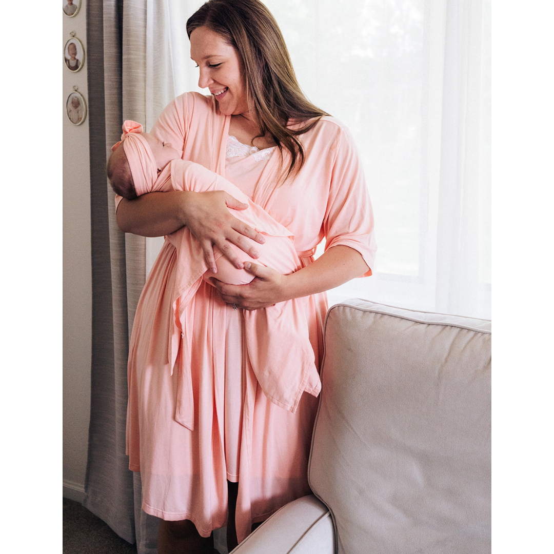 Blush Pink Maternity Delivery Gown & Matching Swaddle