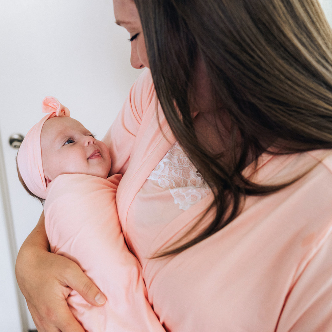 Blush Pink Maternity Delivery Gown & Matching Swaddle