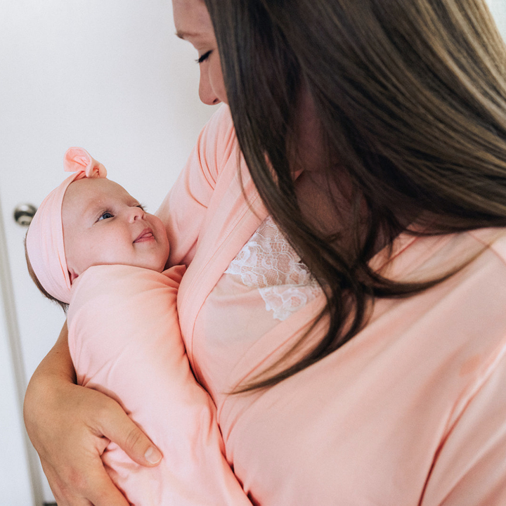 Blush Pink Maternity Delivery Gown & Matching Swaddle