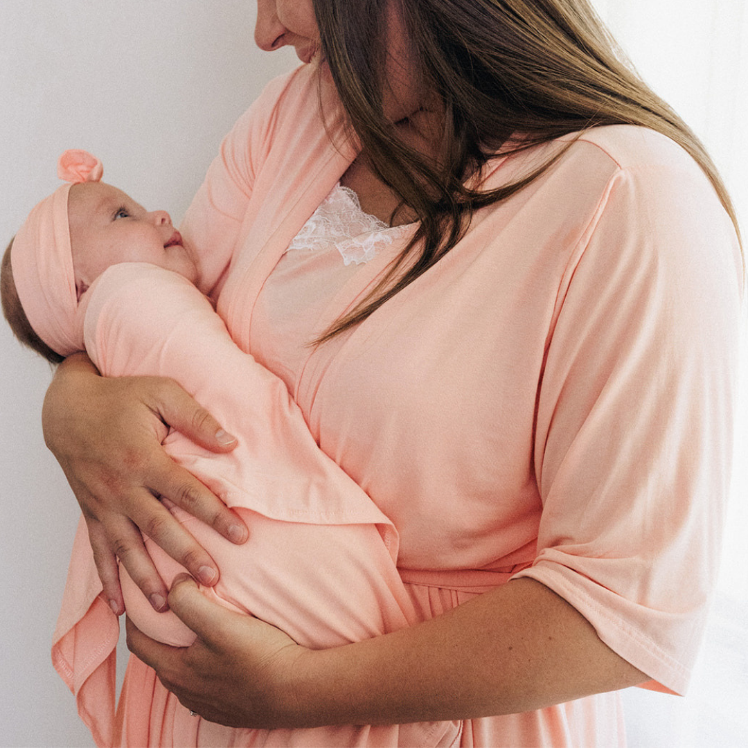 Blush Pink Maternity Delivery Gown & Matching Swaddle