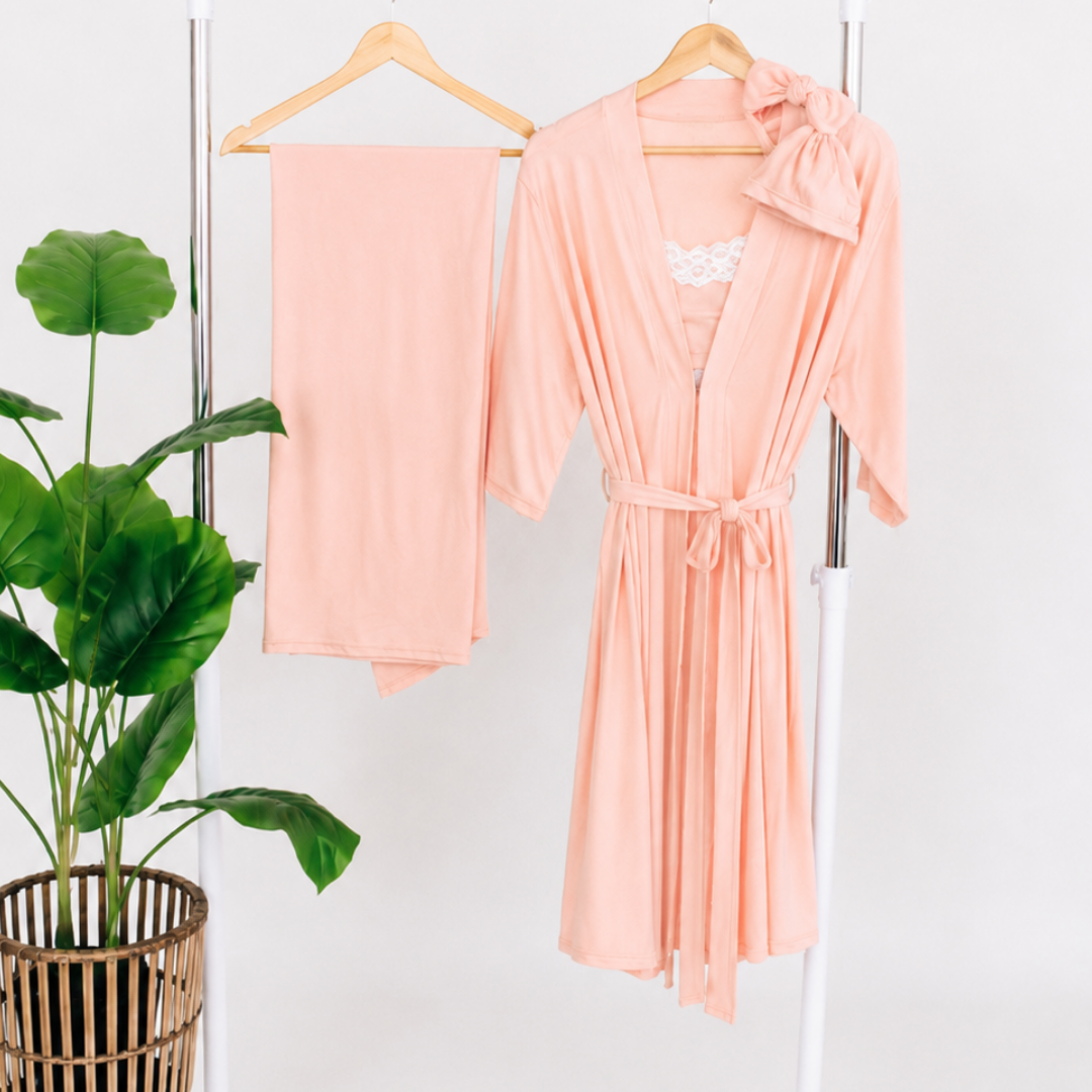 Blush Pink Maternity Delivery Gown & Matching Swaddle