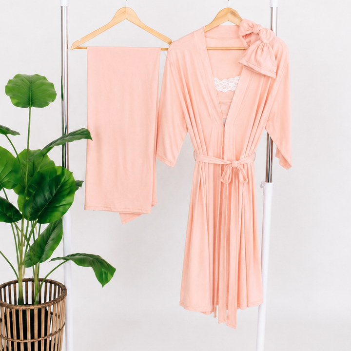 Blush Pink Maternity Delivery Gown & Matching Swaddle
