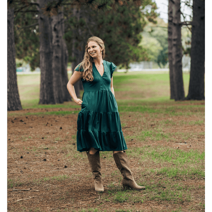 Emerald Green Knee-Length Dress - Women - HAHA MAMA Clothing