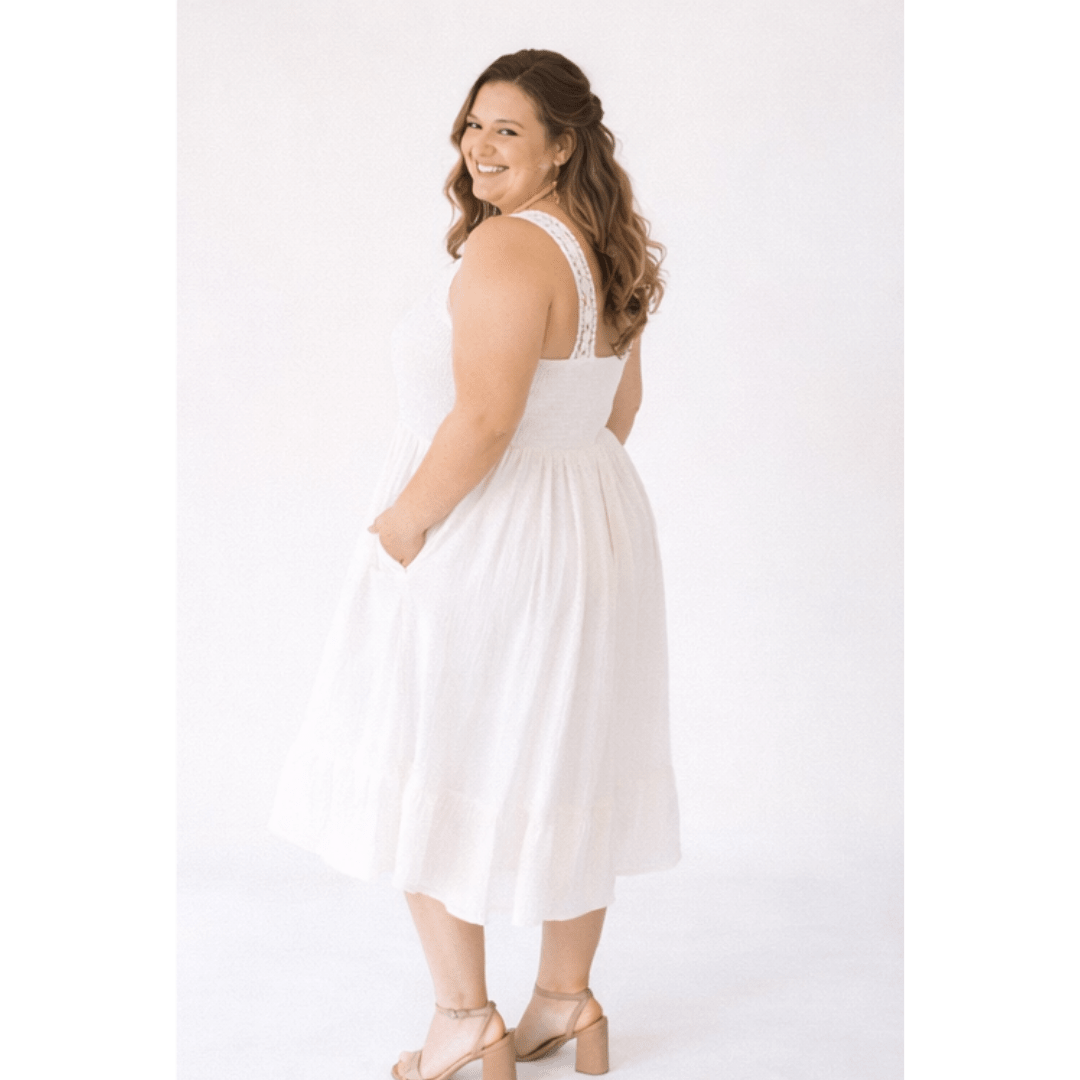 Soft White Crochet Dress Women | Cotton Muslin