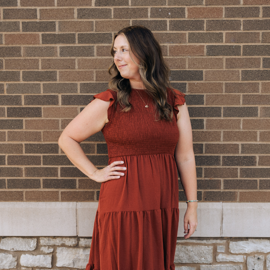 Rust Reddish Brown Maxi Dress - Women