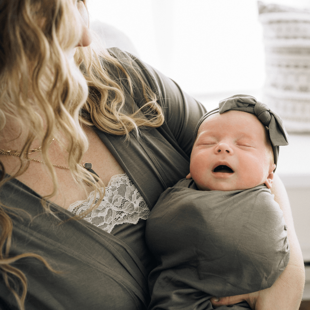 Sage Green Maternity Delivery Gown & Matching Swaddle - HAHA MAMA Clothing